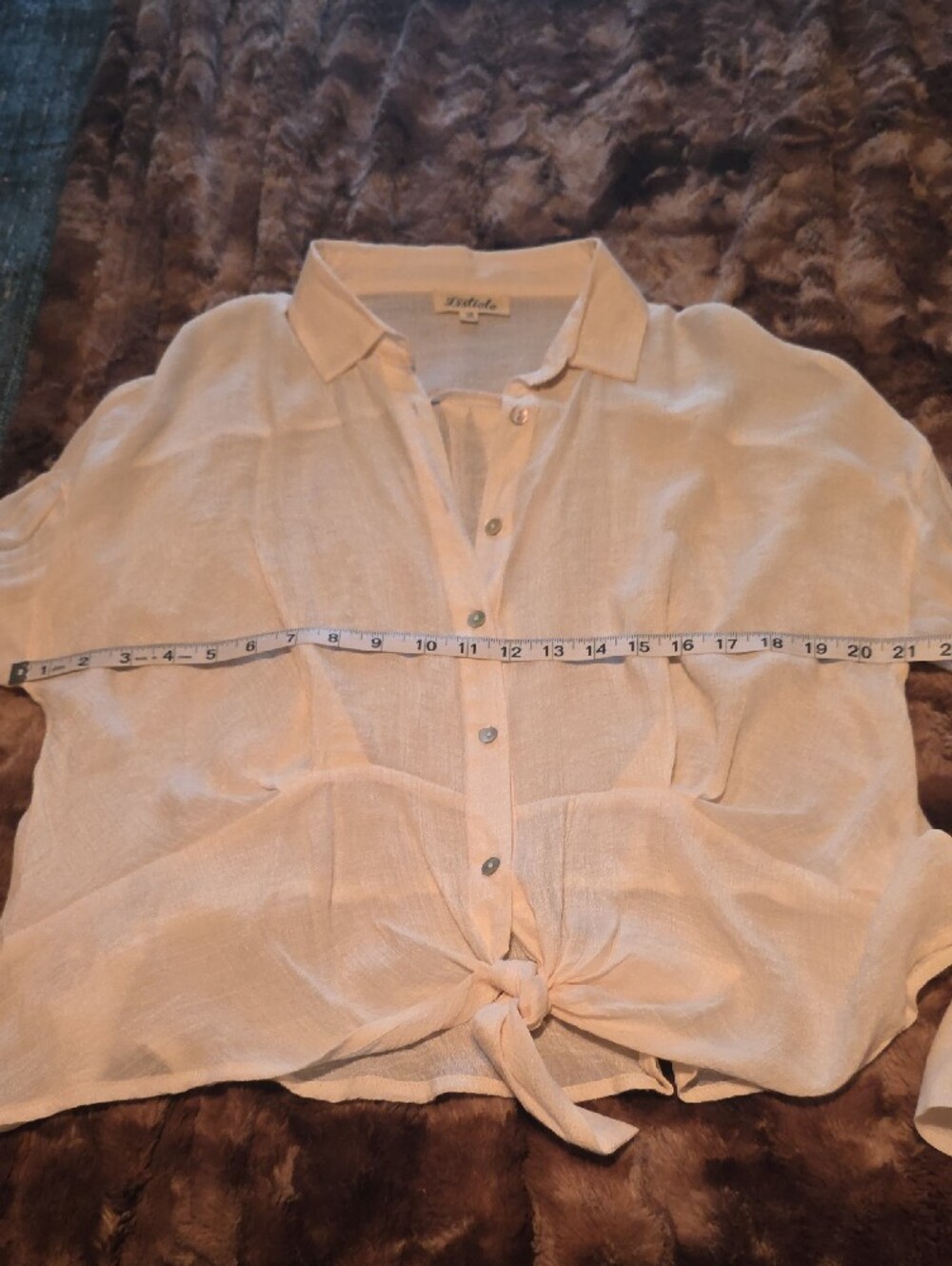 Listicle Pale Blush Tie-Front Button Down Shirt - Picture 5 of 10